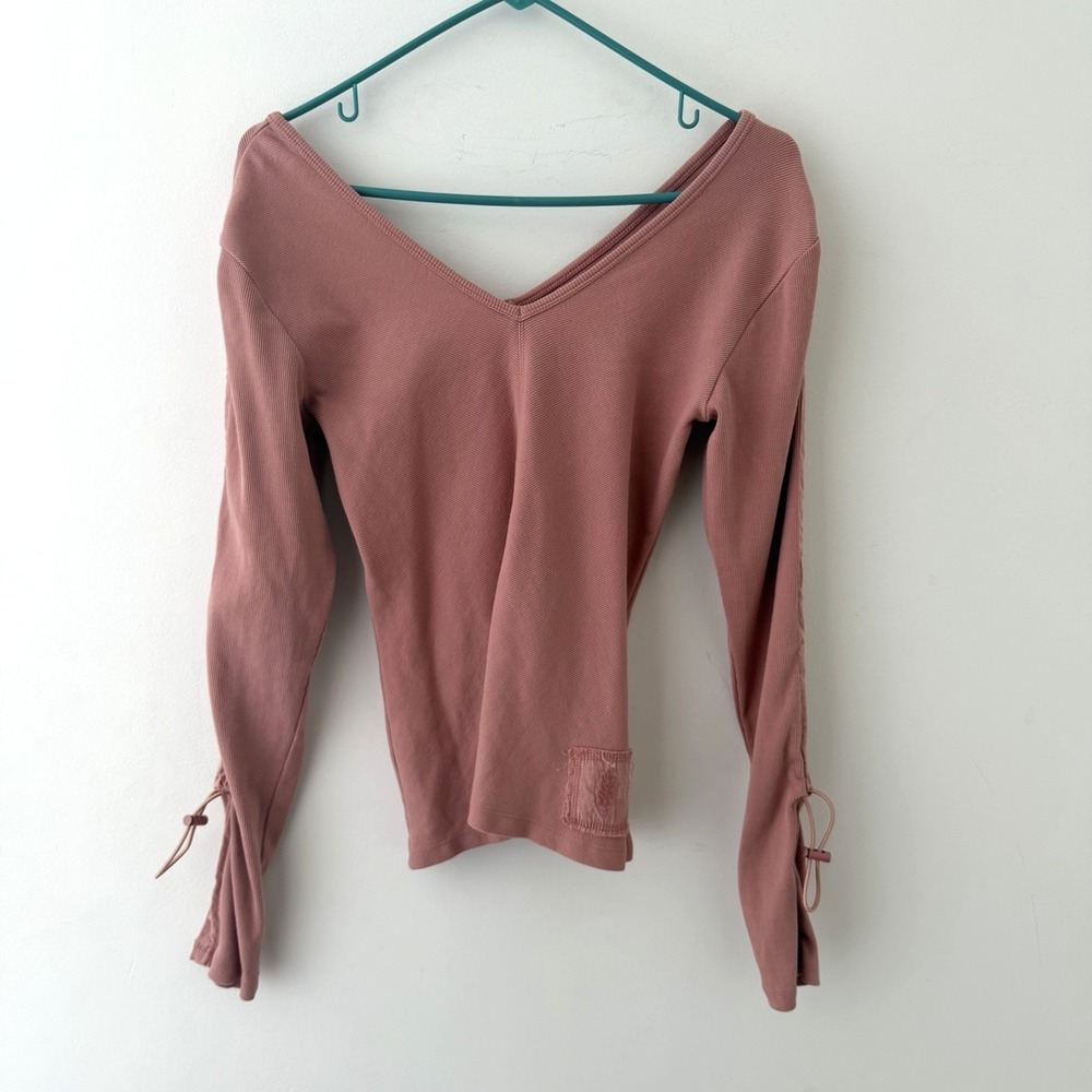 FP Movement Ribbed Thermal Top Womens S Pink Pilates Athleisure‎ Balletcore Y2K